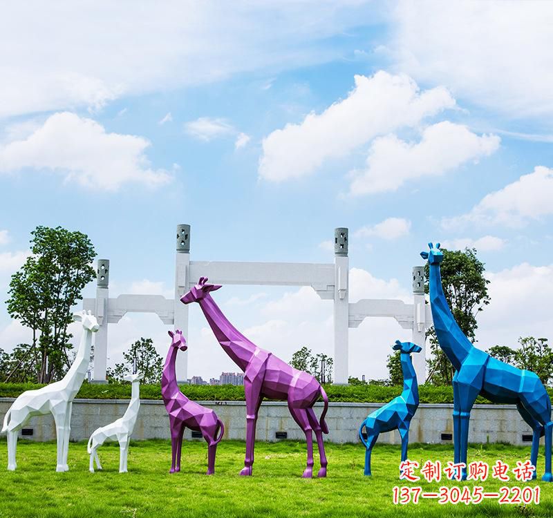 宁夏不锈钢材质的长颈鹿雕塑
