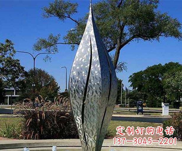 宁夏不锈钢花骨朵喷泉雕塑精致细节展现精美艺术
