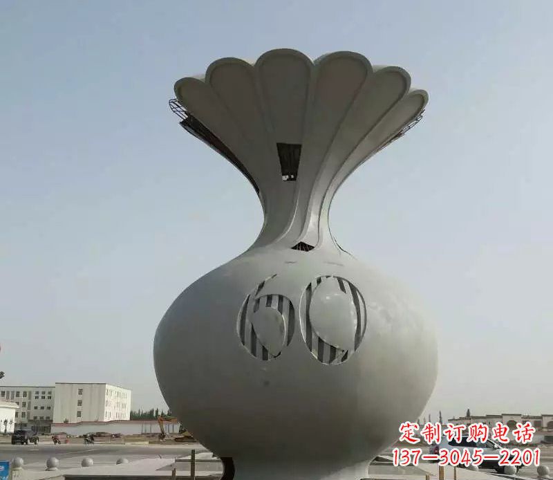 宁夏精美不锈钢花篮雕塑