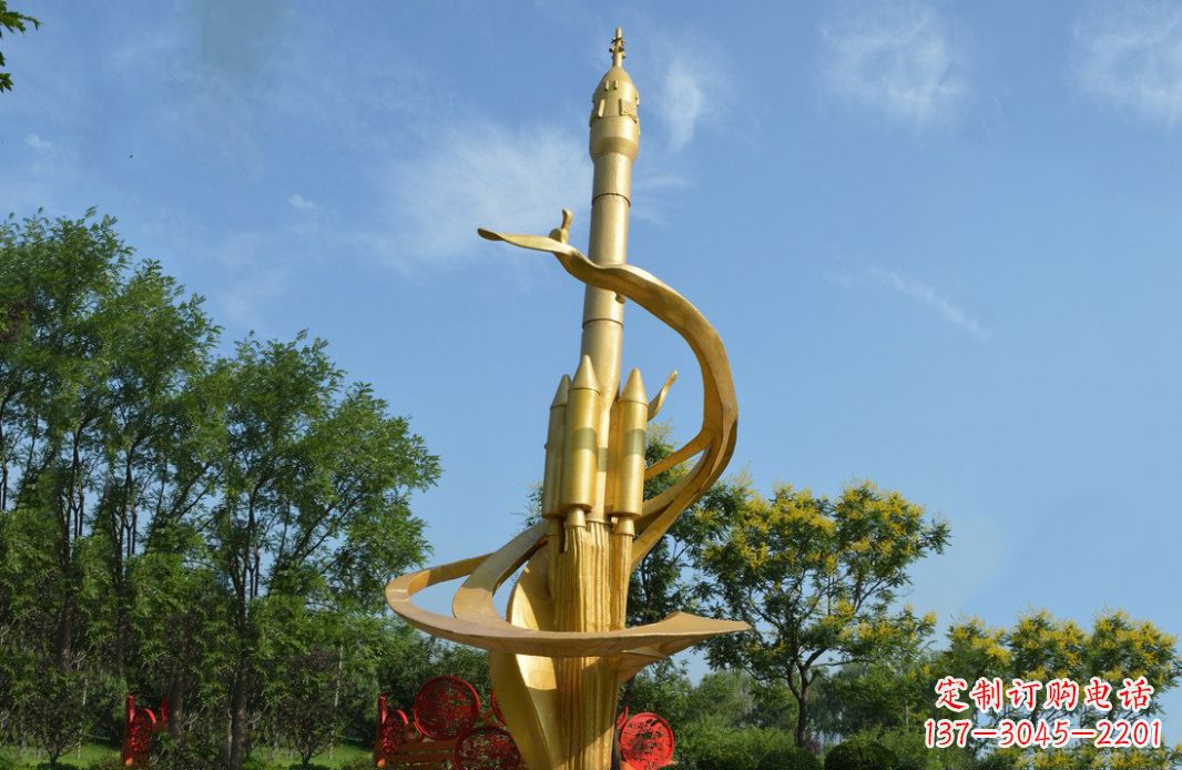 宁夏火箭飞向蓝天不锈钢火箭广场景观雕塑