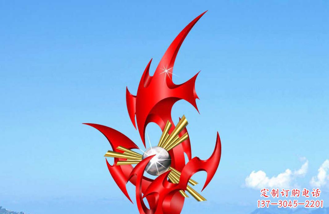 宁夏不锈钢火苗抽象景观雕塑给城市添彩