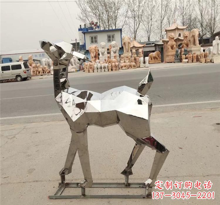 宁夏不锈钢几何小鹿雕塑精美艺术品