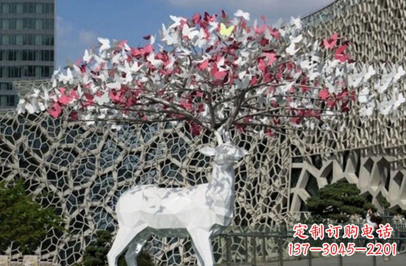 宁夏不锈钢几何小鹿雕塑精致之美