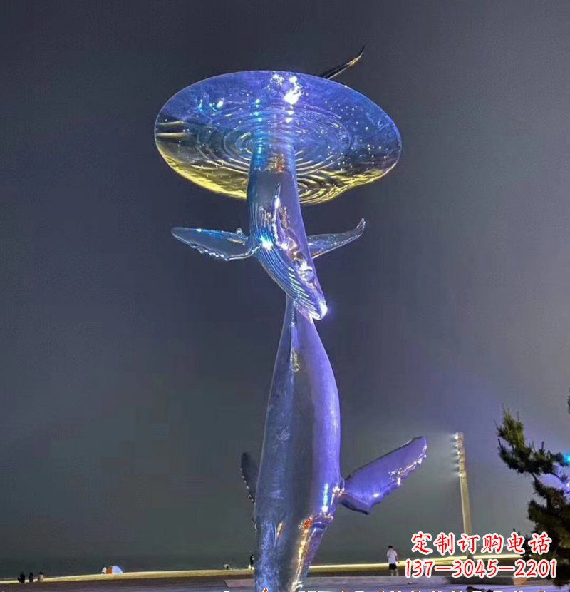 宁夏不锈钢鲸鱼雕塑——传承着海洋的精灵魅力
