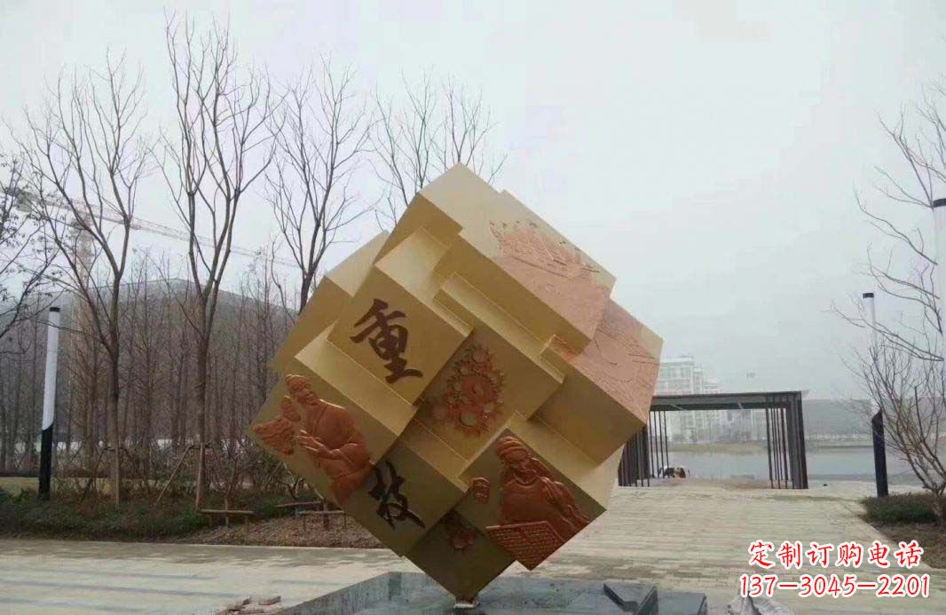 宁夏不锈钢魔方雕塑给景观增添丰富多彩