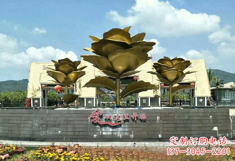 宁夏不锈钢玫瑰雕塑美丽的艺术品