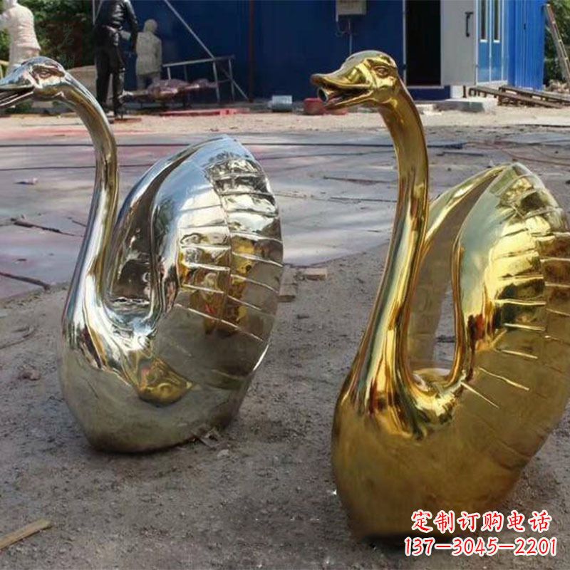 宁夏不锈钢天鹅雕塑精美而绚丽