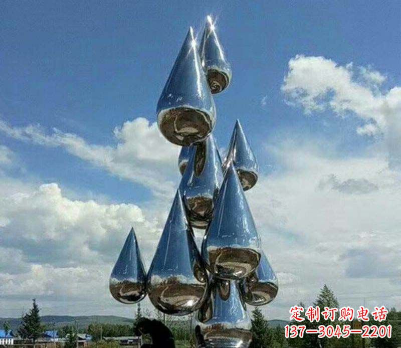 宁夏不锈钢镜面大型水滴雕塑——艺术精美、精致优雅