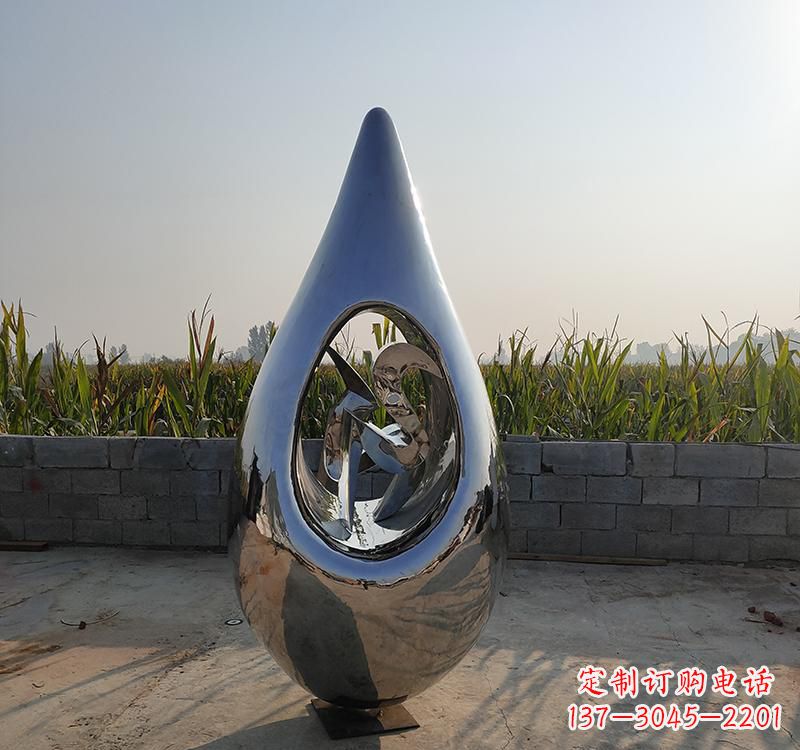 宁夏不锈钢镜面广场水滴雕塑