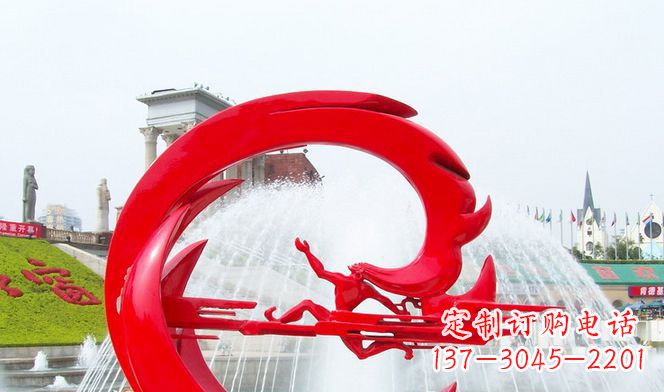 宁夏不锈钢夸父逐日广场雕塑