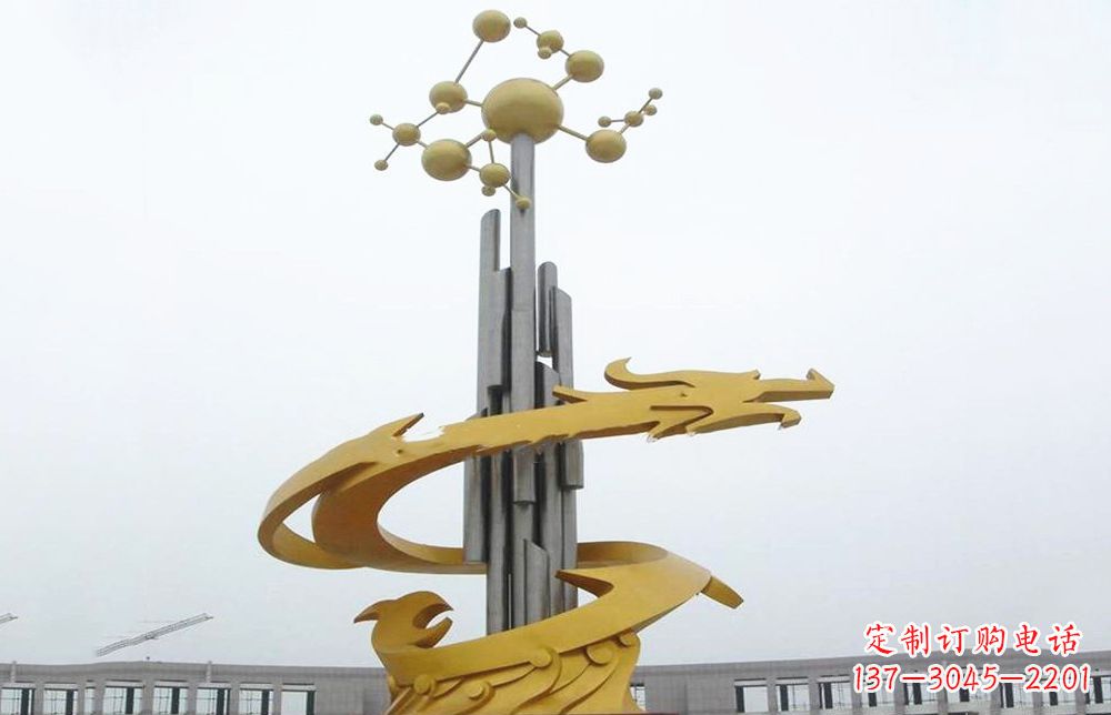 宁夏龙雕塑——点缀不锈钢城市景观