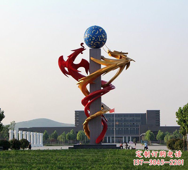 宁夏不锈钢龙凤雕塑神秘而又神奇