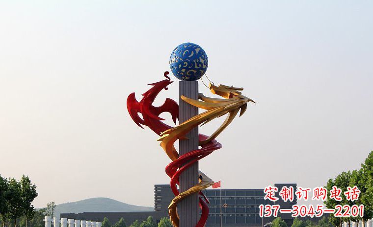 宁夏龙凤呈祥一对不锈钢雕塑的精彩展示