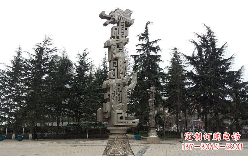 宁夏不锈钢龙柱雕塑引领公共景观