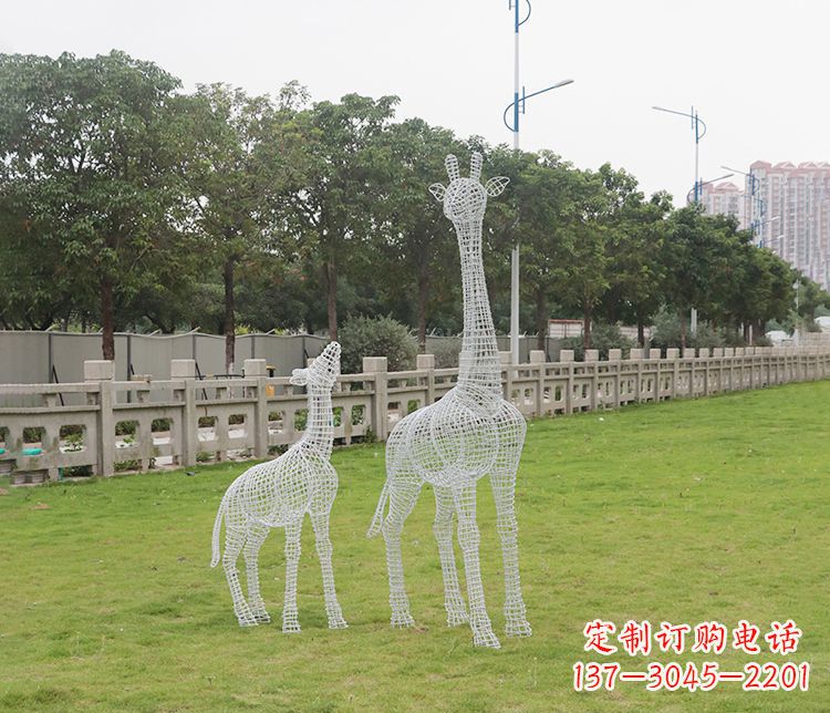 宁夏精美的不锈钢长颈鹿雕塑