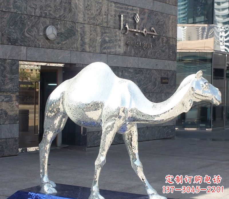 宁夏不锈钢骆驼雕塑精美外形折射古朴美感