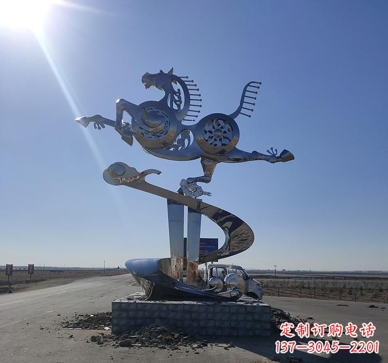 宁夏不锈钢马踏飞燕城市雕塑