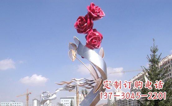 宁夏不锈钢玫瑰雕塑精致的艺术之美