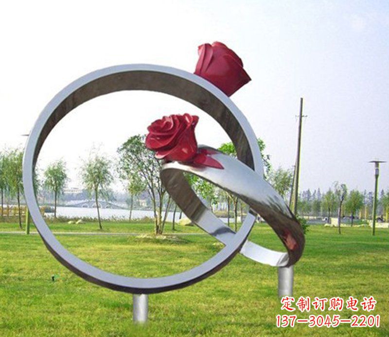 宁夏不锈钢玫瑰戒指雕塑