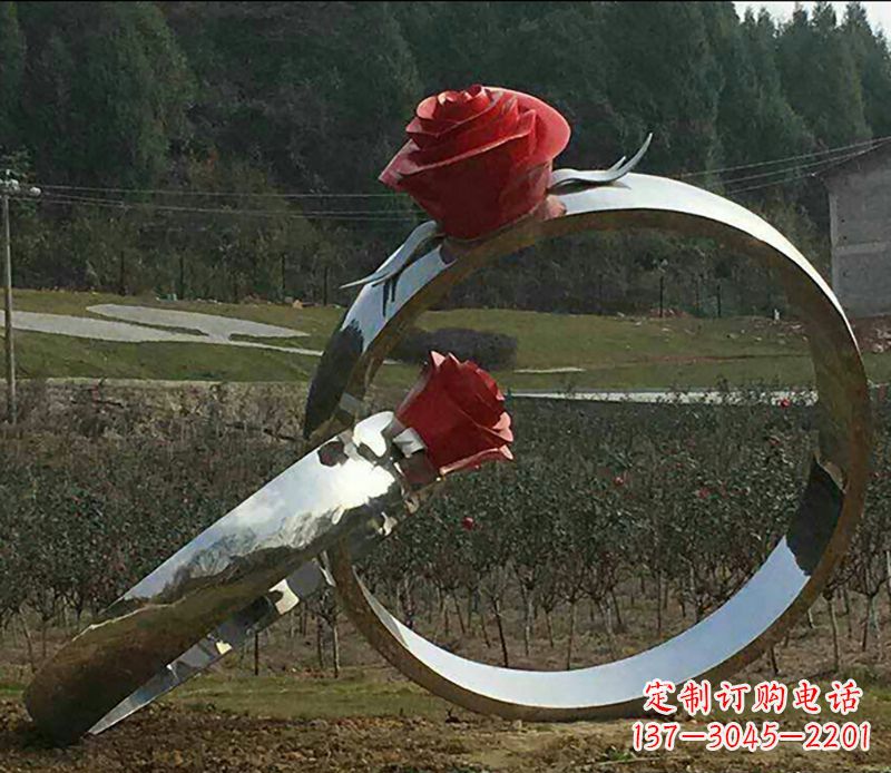 宁夏不锈钢玫瑰雕塑精美的艺术珍品