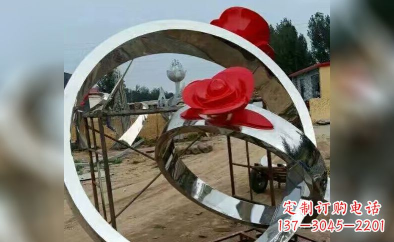 宁夏不锈钢玫瑰花戒指雕塑