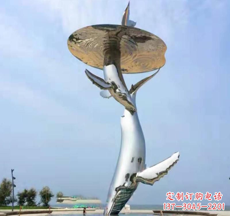 宁夏不锈钢海豚雕塑精美的艺术品