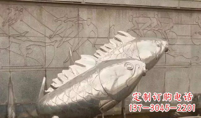 宁夏不锈钢喷泉鱼雕塑美丽装点城市