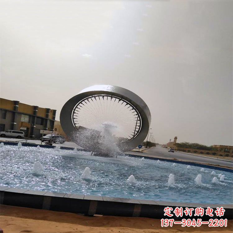 宁夏精美不锈钢喷泉雕塑,增添环形绿景魅力