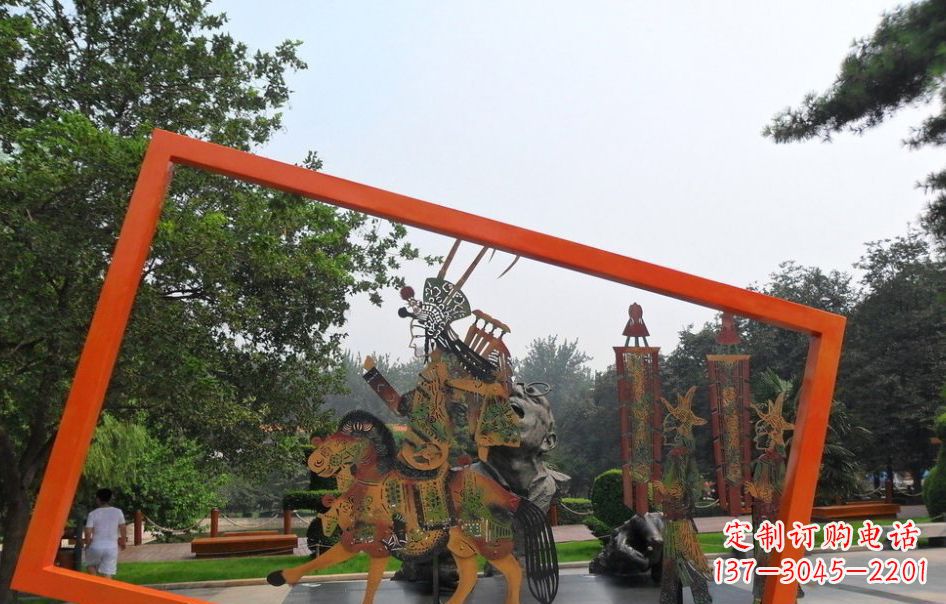 宁夏传承皮影戏——不锈钢皮影戏雕塑