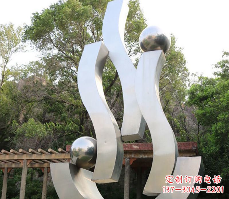 宁夏景观雕塑现代不锈钢飘带