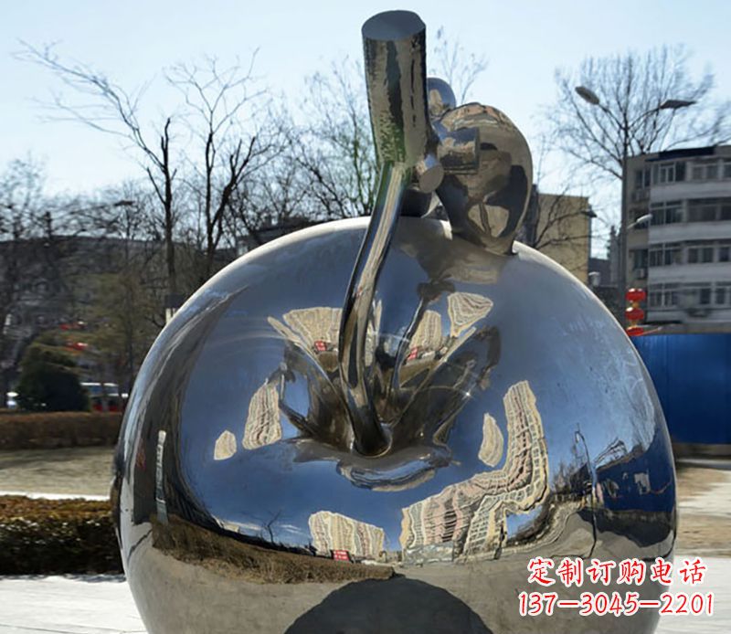 宁夏不锈钢苹果镜面雕塑精美绝伦