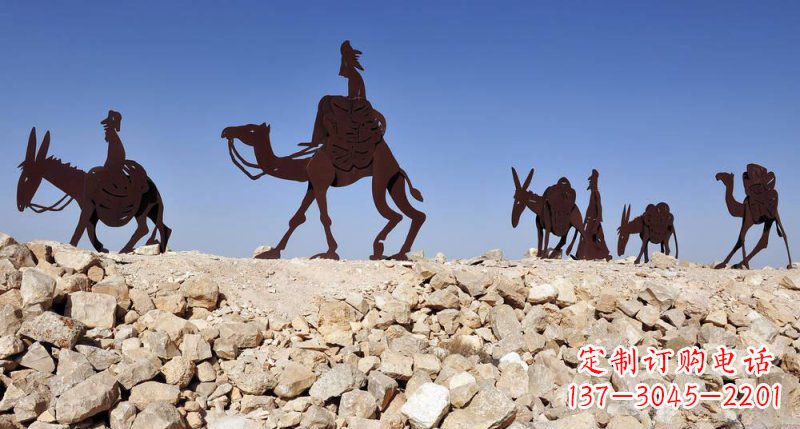 宁夏不锈钢骆驼雕塑传承古代传统