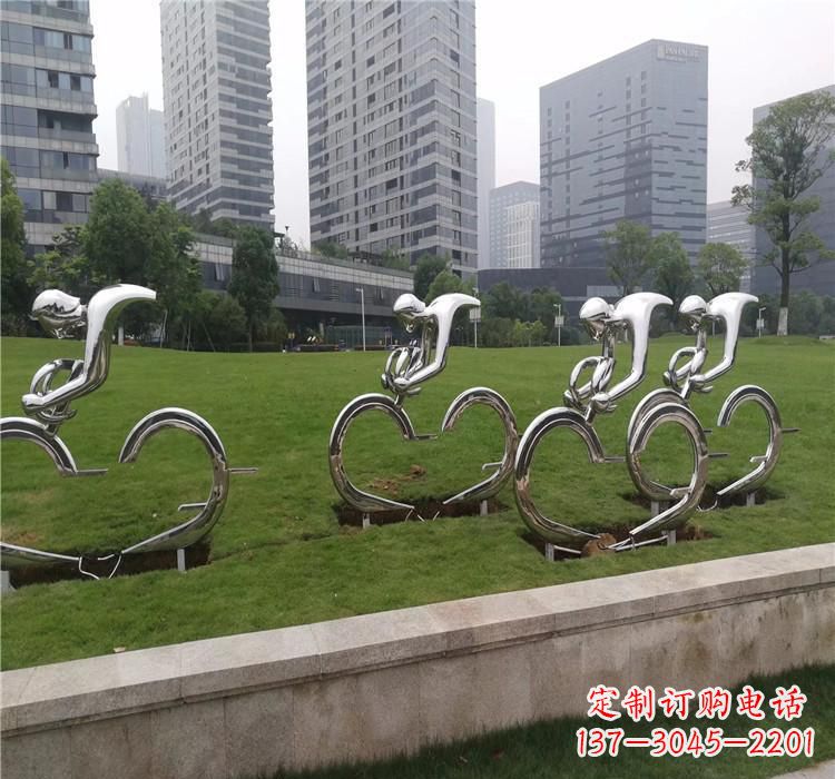 宁夏不锈钢自行车雕塑美丽的艺术绽放