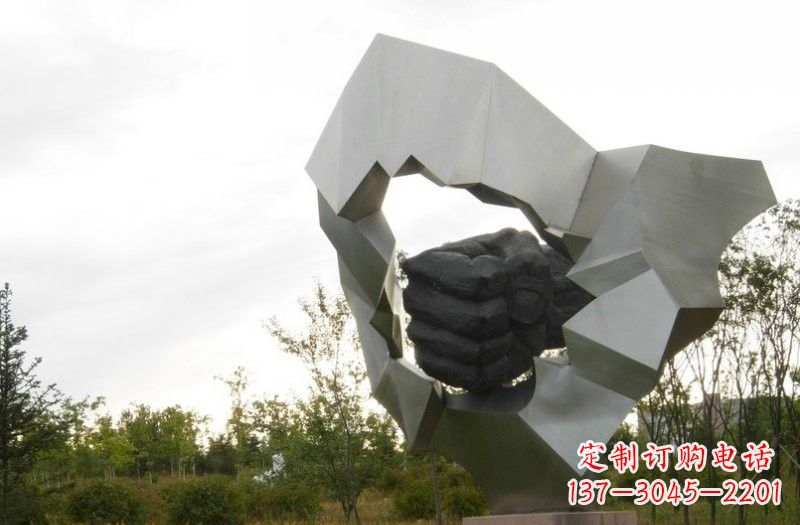 宁夏不锈钢拳头雕塑雕刻象征勇气和力量