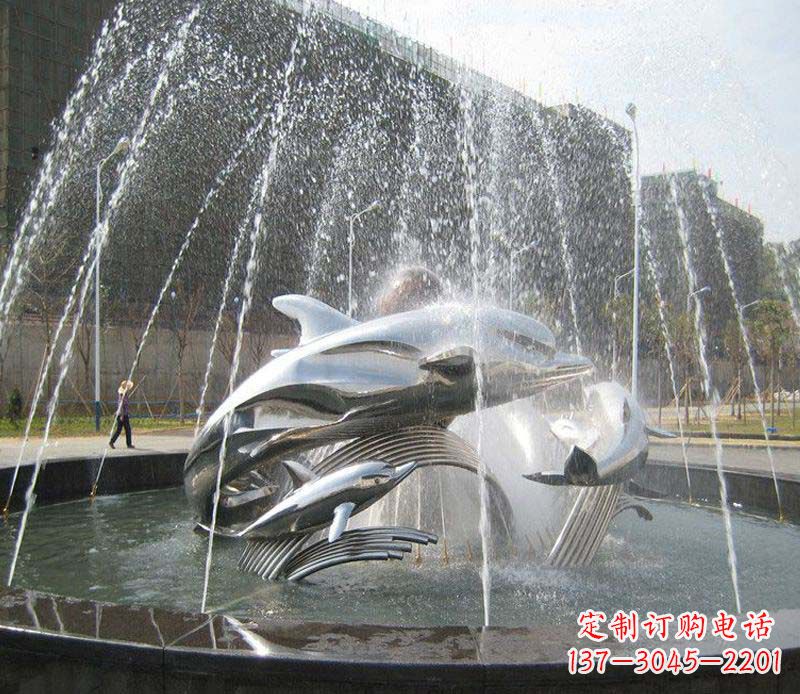 宁夏不锈钢商场大型景观鱼喷泉展现雕塑之美