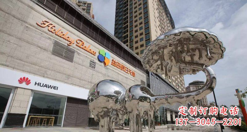宁夏不锈钢门前的大象雕塑
