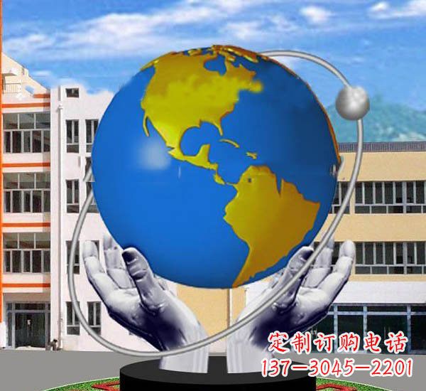 宁夏艺术与自然的完美结合——不锈钢手托地球雕塑