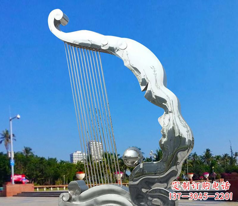 宁夏不锈钢竖琴雕塑——传承古典音乐之美