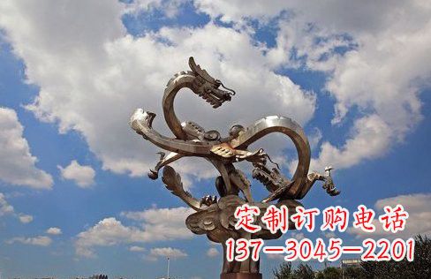 宁夏不锈钢双龙戏珠雕塑——千古传说的艺术瑰宝