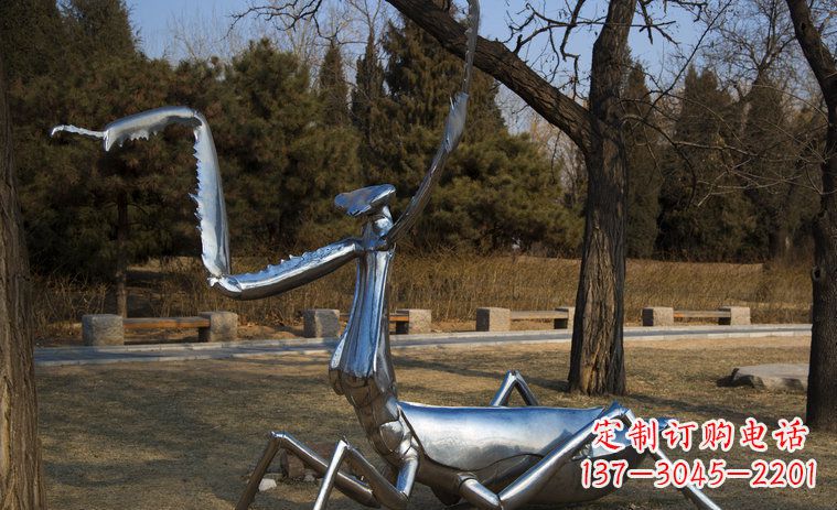 宁夏不锈钢螳螂园林景观雕塑创意缔造美景