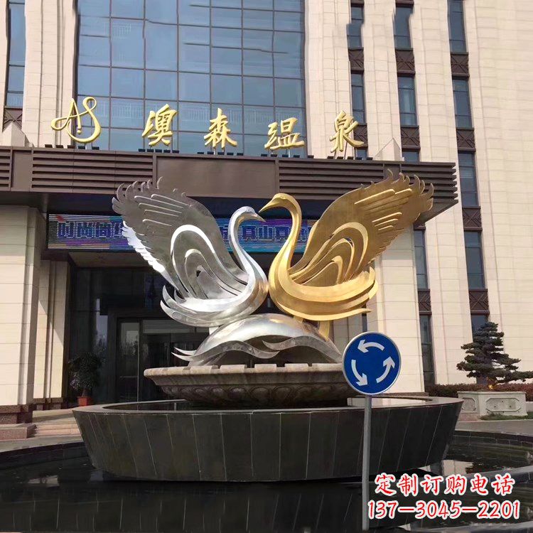 宁夏高贵而优雅不锈钢天鹅雕塑