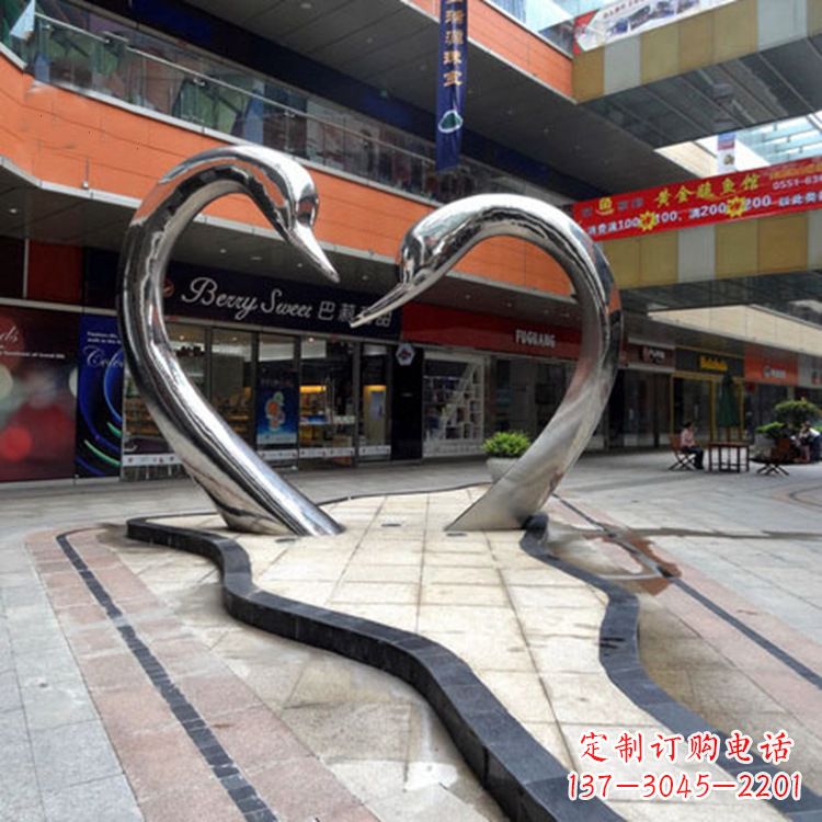 宁夏不锈钢天鹅爱情雕塑把浪漫永恒的爱情永久凝固