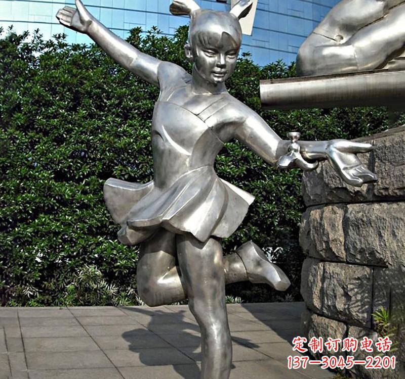 宁夏儿童雕塑不锈钢跳舞人物