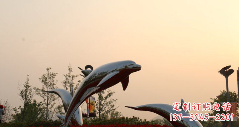 宁夏不锈钢海豚雕塑跳跃的美丽