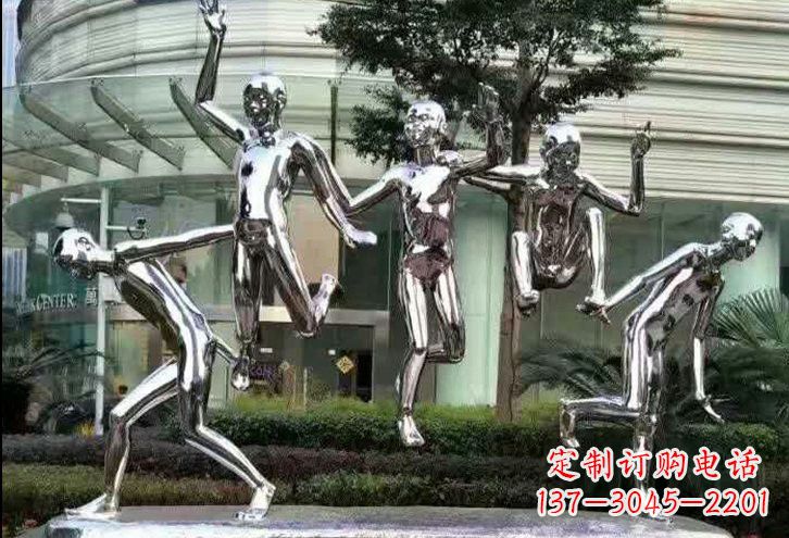 宁夏勇敢跳跃的儿童雕塑