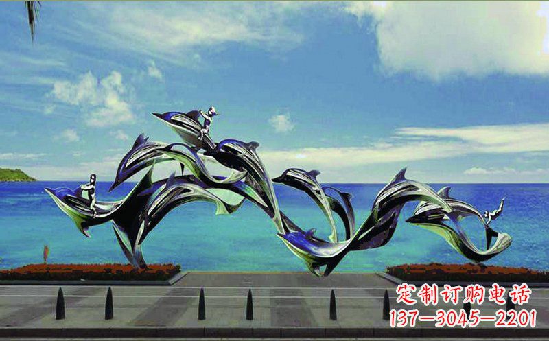 宁夏不锈钢海豚广场雕塑——精致而又活泼