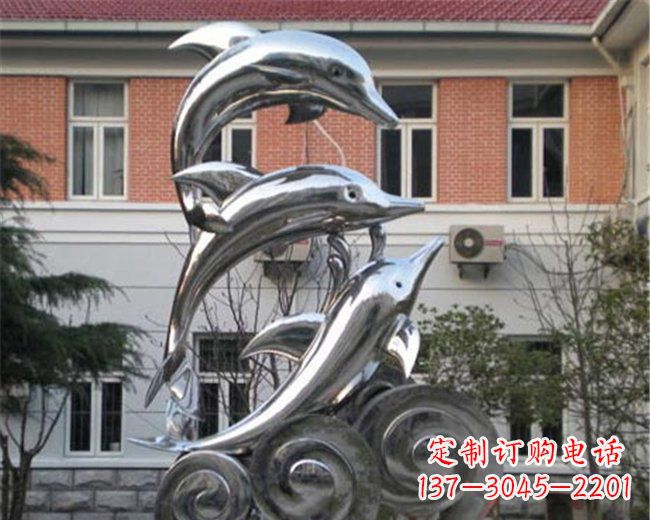 宁夏不锈钢海豚雕塑跳跃的海洋精灵