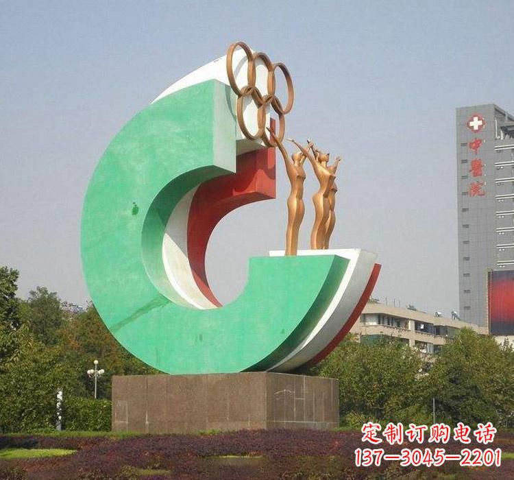 宁夏不锈钢五环运动员人物雕塑