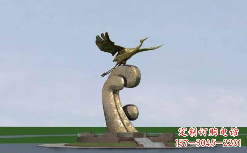 宁夏不锈钢仙鹤雕塑象征着美丽和宁静