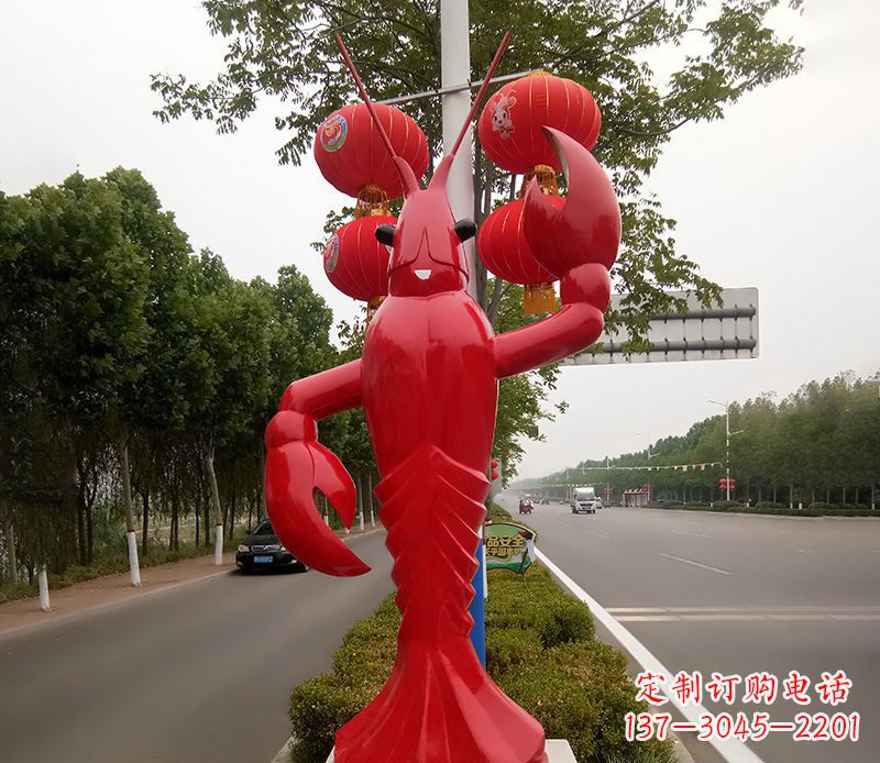 宁夏不锈钢小龙虾雕塑精美之灵